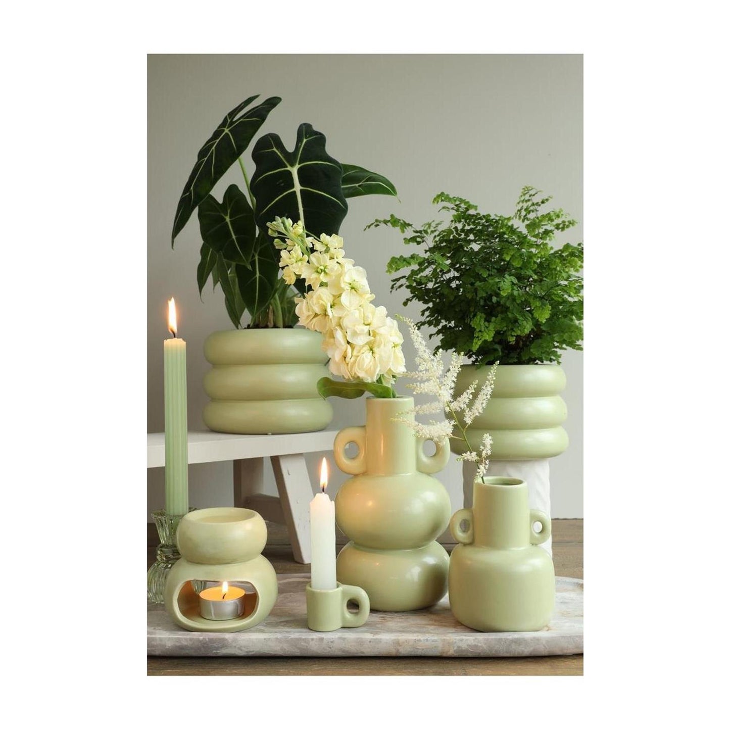 Ideas 4 seasons chubby vaas - kaarsenhouder ã˜7,6xh12cm jade groen