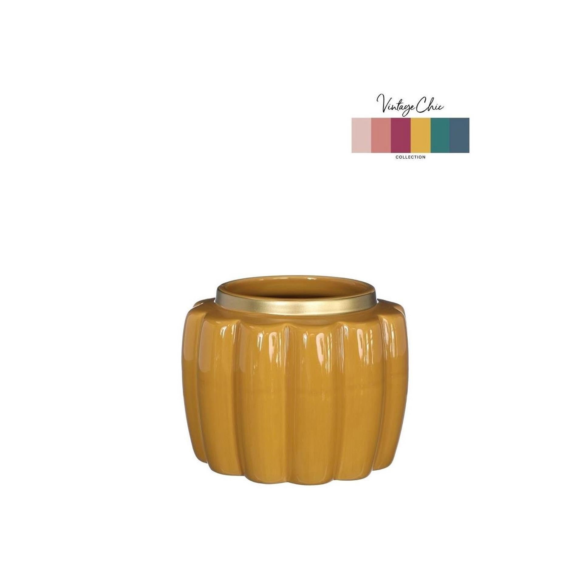 Ideas 4 seasons bloempot pouff mosterd ø12,6xh9,7cm