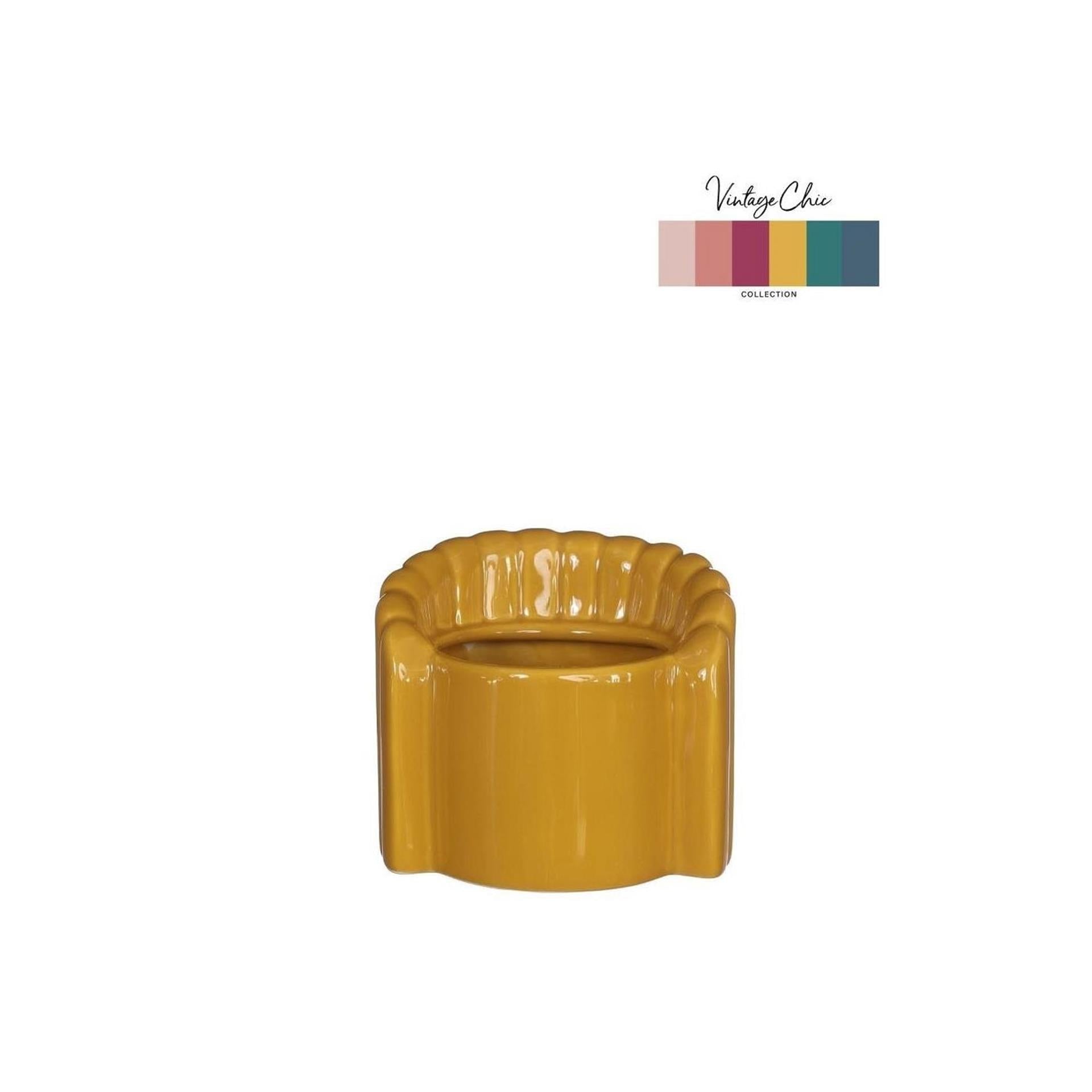 Ideas 4 seasons bloempot pouff stoel mosterd ø8,4xh9cm