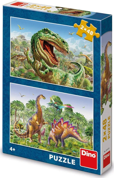 puzzel battle of the dinos 2 x 48 stukjes