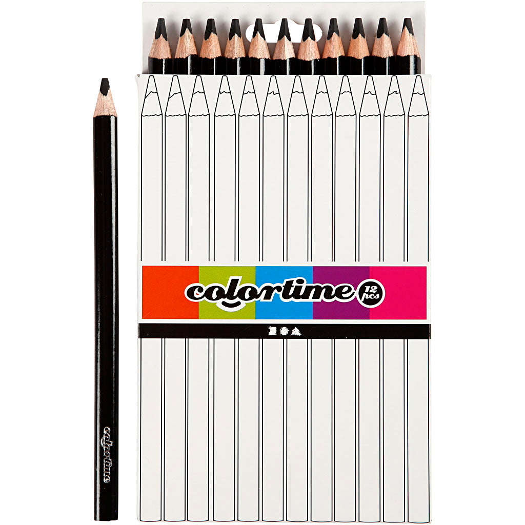 Creativ company driehoekige jumbo kleurpotloden - zwart, 12st.
