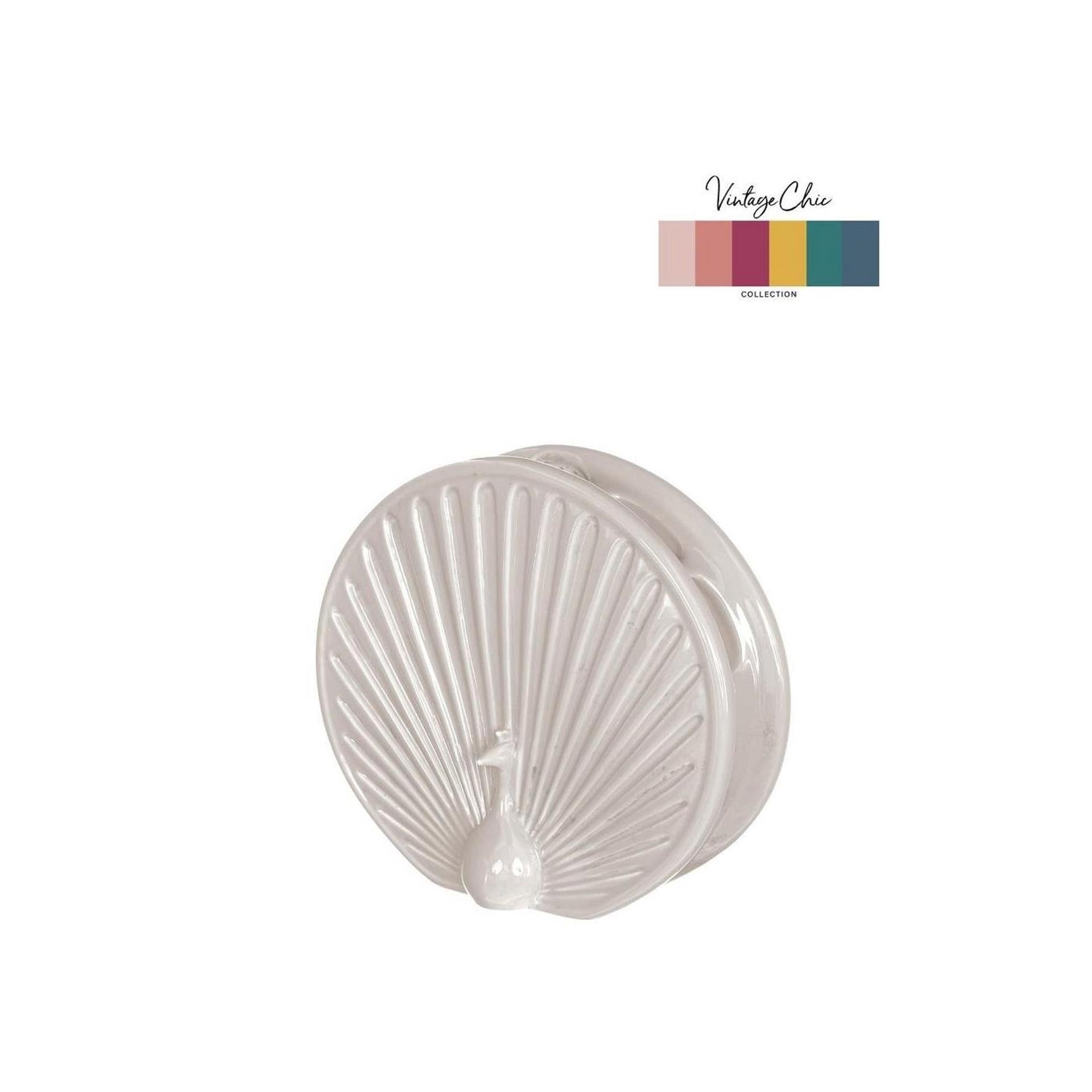 Ideas 4 seasons vaas peacock crã¨me ø6,5 l15xh13,6cm