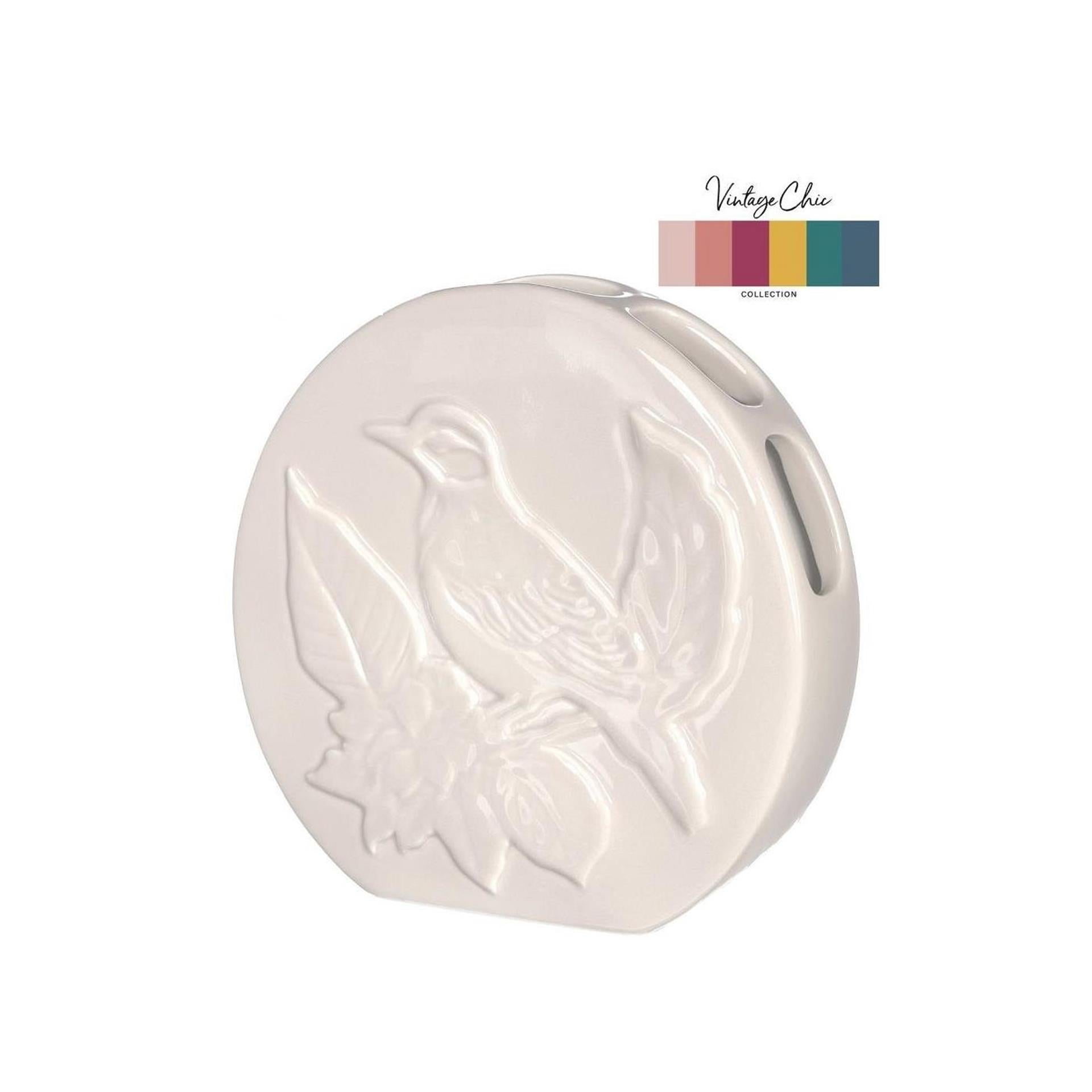 Ideas 4 seasons vaas bird crã¨me ø6xh20cm