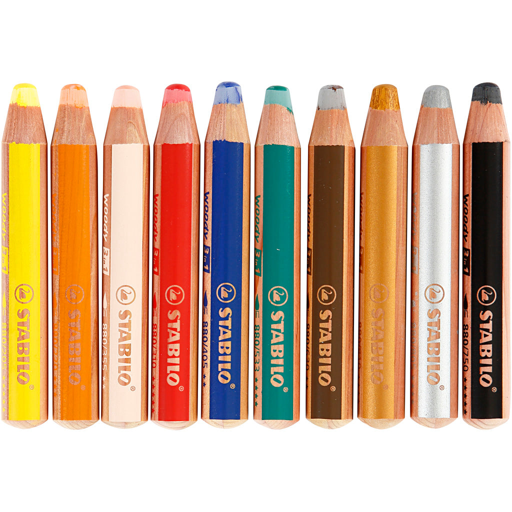 Stabilo woody 3 in 1 - multitalent potlood - set 10 stuks