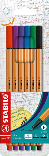 Stabilo point 88 - premium fineliners - etui met 6 kleuren - afbeelding 1