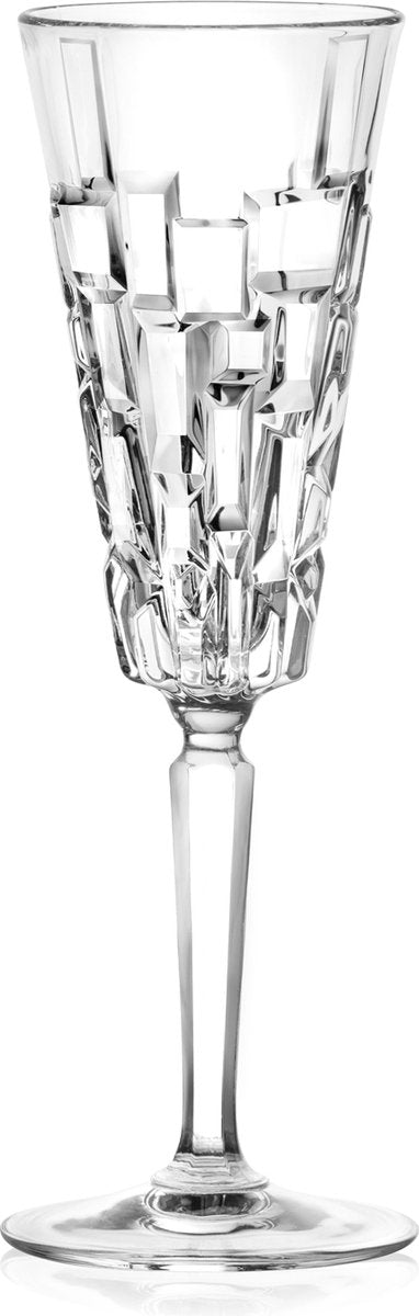 Rcr etna champagneflutes 19 cl 190 ml | set van 6 stuks | champagneglazen voor prosecco en cava | kristal | vaatwasserbestendig