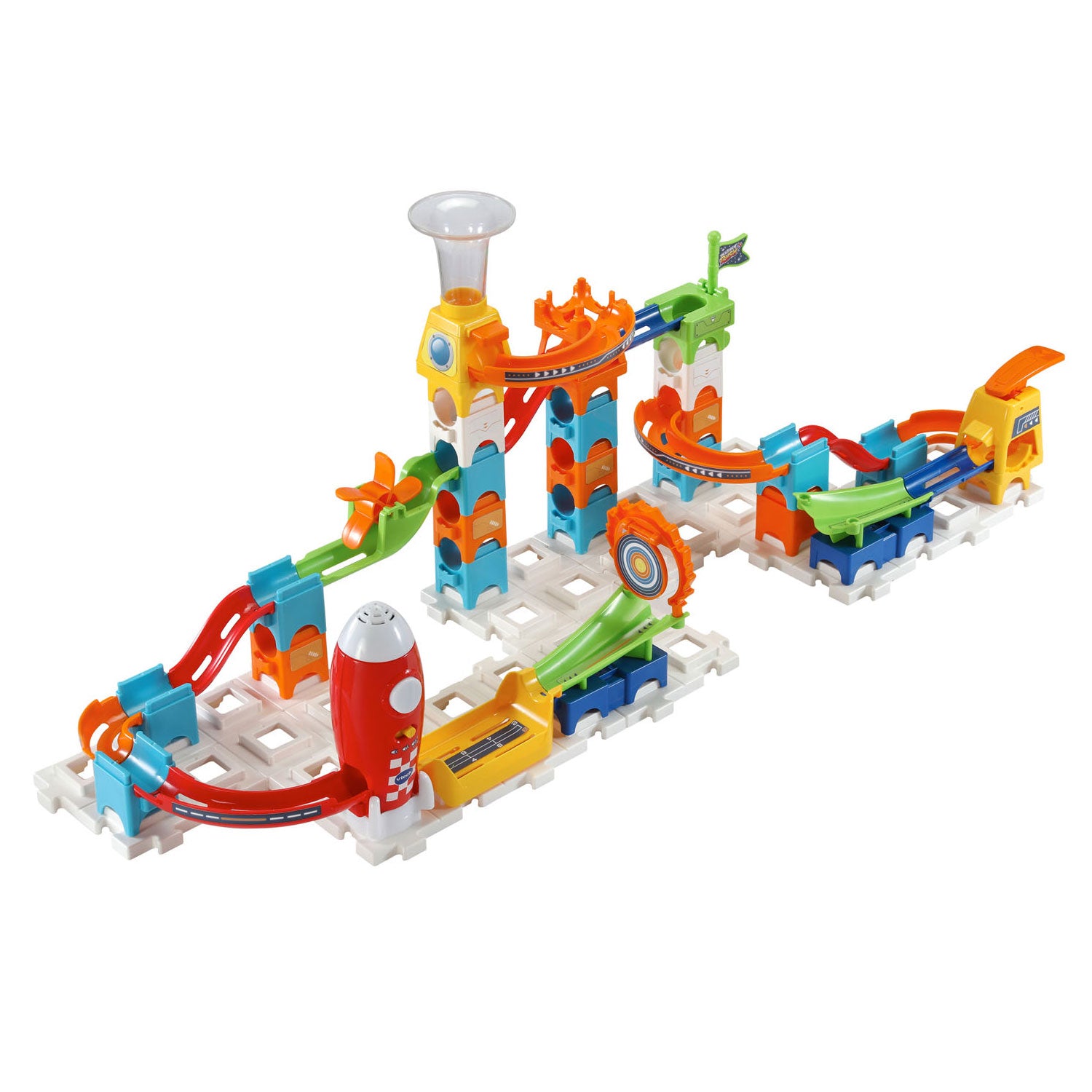 Vtech marble rush rocket set elektronisch m100e knikkerbaan - 79 onderdelen - incl. 10 knikkers met licht- en geluidseffecten - cadeau - speelgoed 3 tot 12 jaar