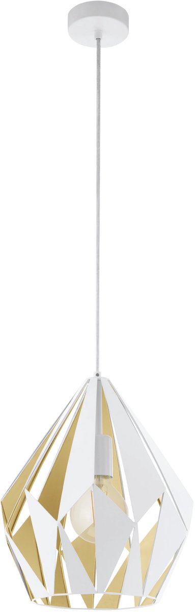 Eglo carlton 1 hanglamp - e27 - 1 lichts - ø 31 cm - wit, goud