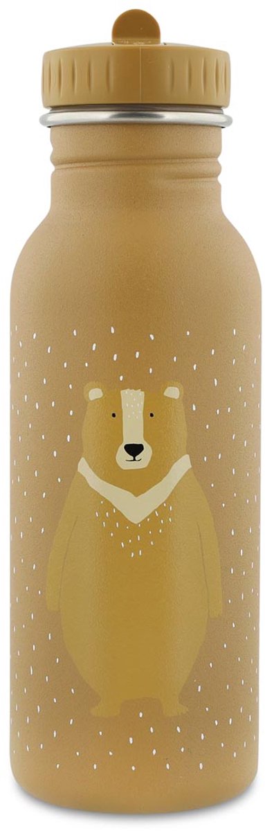 Trixie drinkfles – mr. bear- rvs waterfles voor kinderen - 500ml - lekvrije fles - bruin - beer
