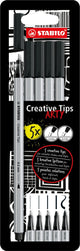 Stabilo creative tips arty pennen zwart - 5dlg