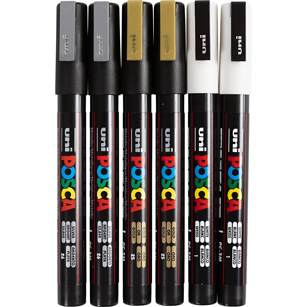 Https: www.cchobby.nl posca-marker-afm-pc-3m-lijndikte-0-9-1-3-mm-fijn-goud-zilver-wit-6-div-1-doos