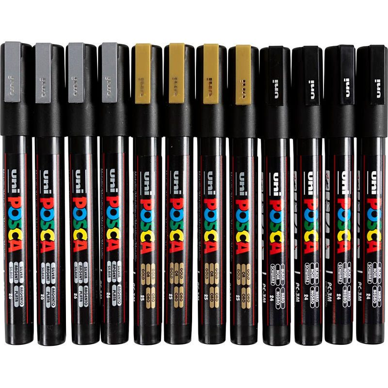 Https: www.cchobby.nl posca-marker-afm-pc-3m-lijndikte-0-9-1-3-mm-fijn-zwart-goud-zilver-12-div-1-doos