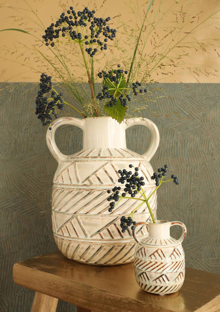 Ideas 4 seasons vaas bali keramiek 25x23x30 cm creme