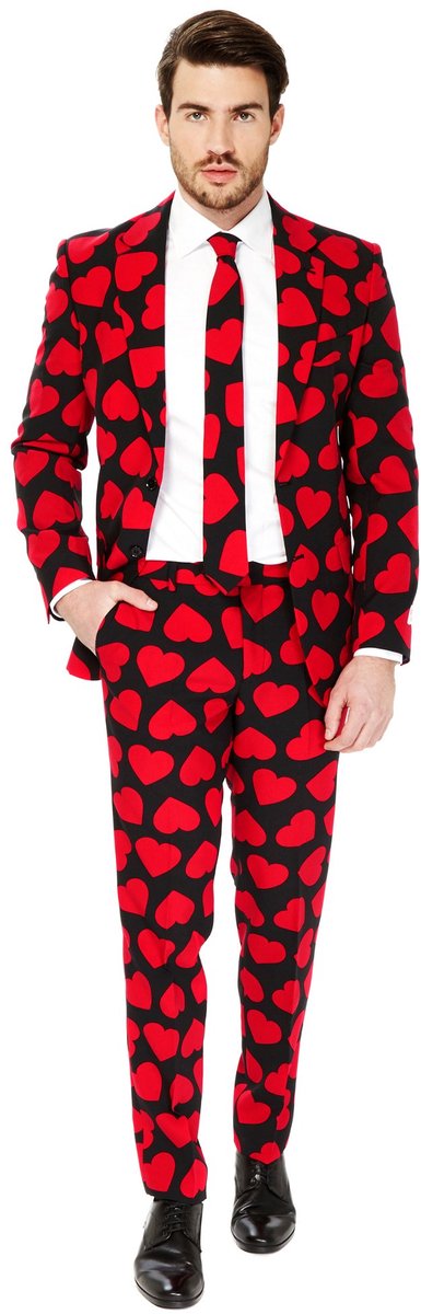 Opposuits king of hearts - mannen kostuum - pak - valentijn - rood - carnavalskleding - maat60