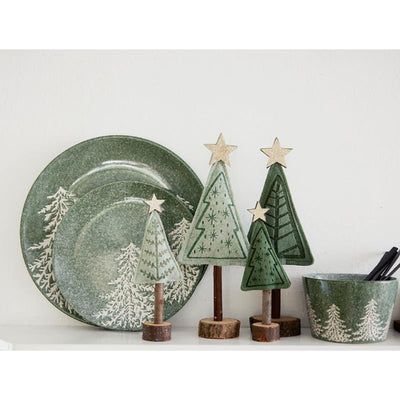 Decoris decoratief kerstboom van vilt, groen 8x4x20cm