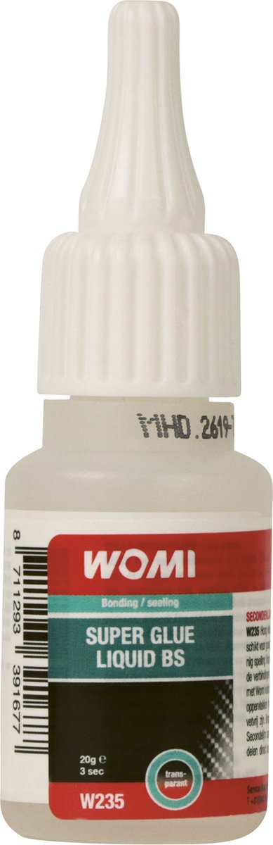 Womi secondelijm w235 – 20 g transparant – snelhechtend – sterke multimateriaalverbinding