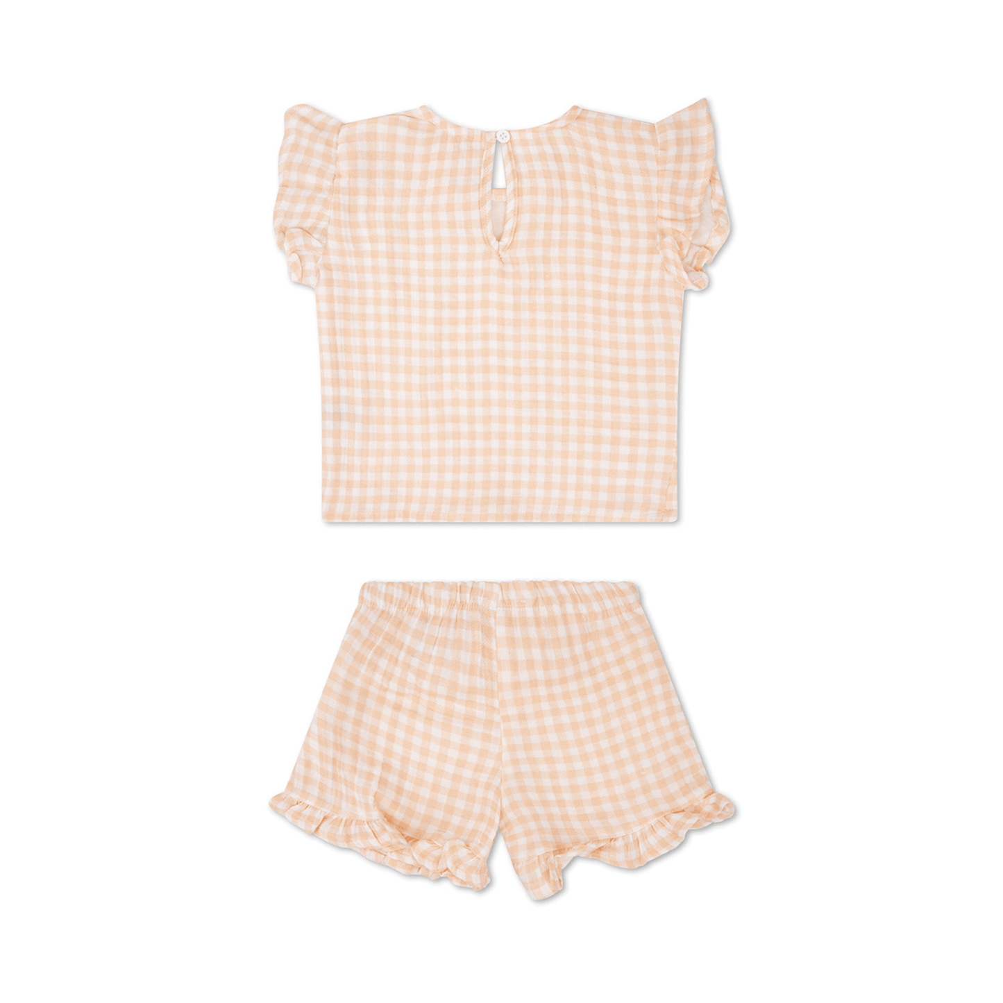 Sunset grid | oranje wit meisjes set strand - muslin