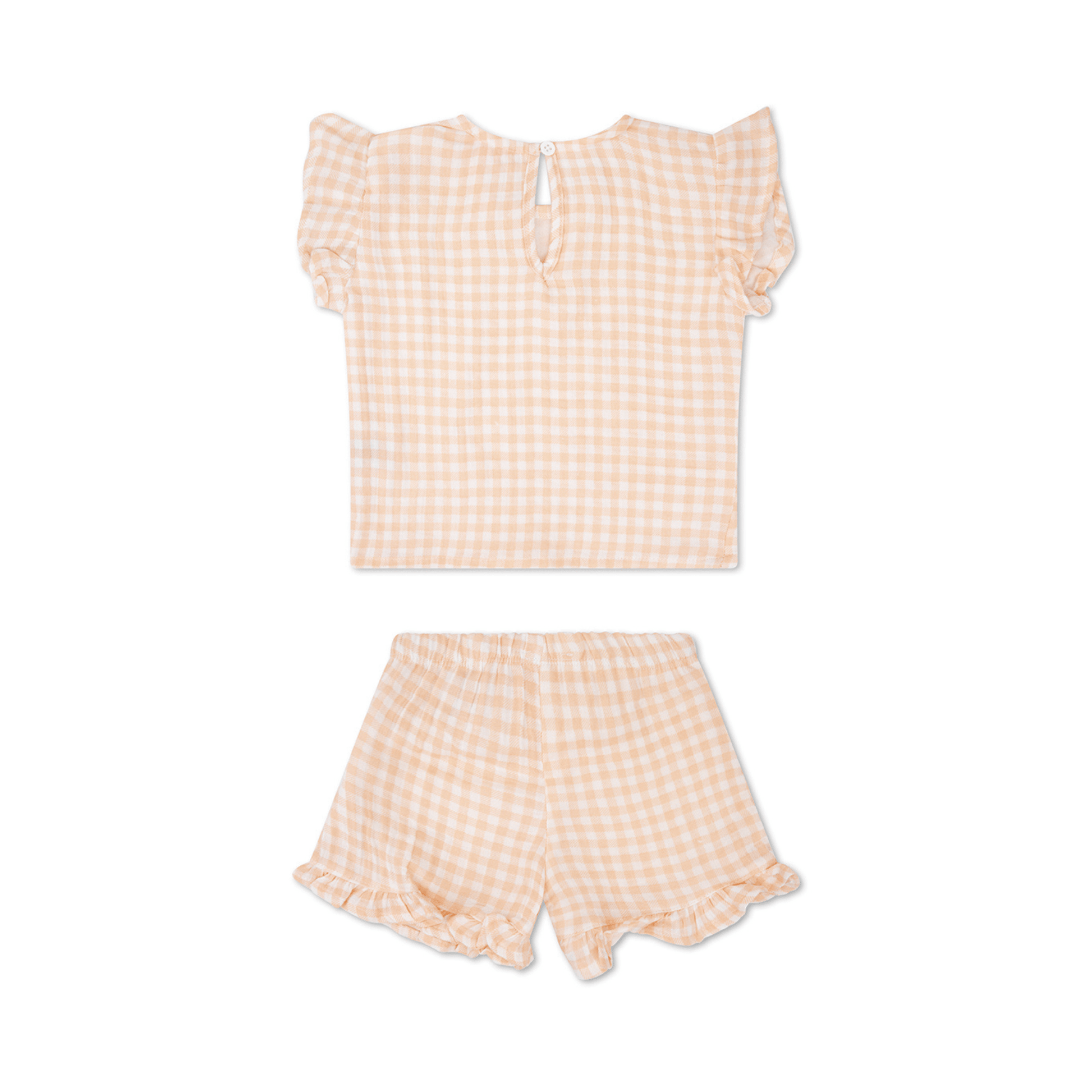 Sunset grid | oranje wit meisjes set strand - muslin