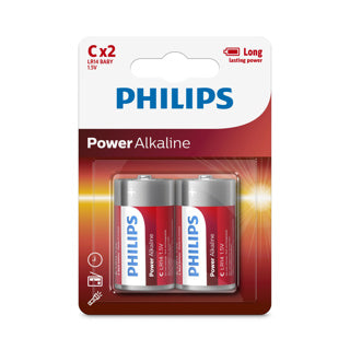 Batterij philips c 2 stuks power alkaline