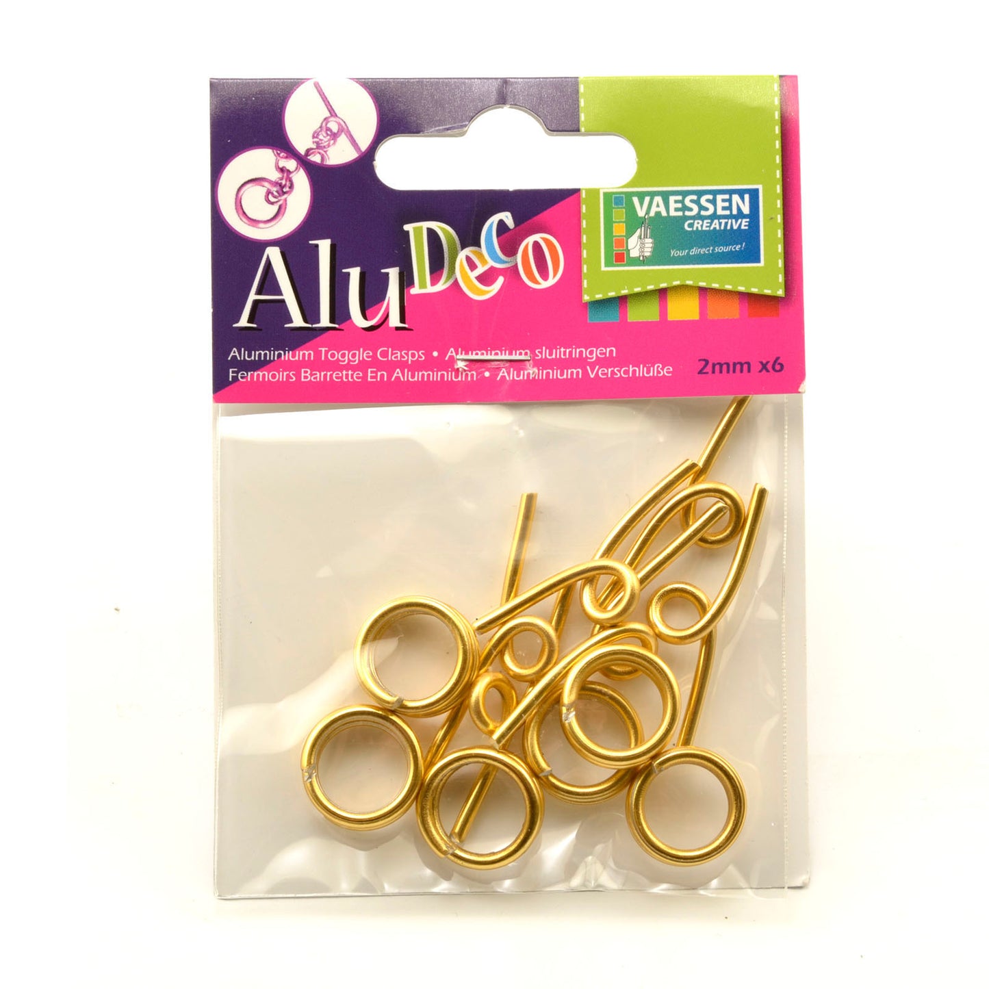 Vaessen creative • alu deco toggle clasp 6pcs light gold