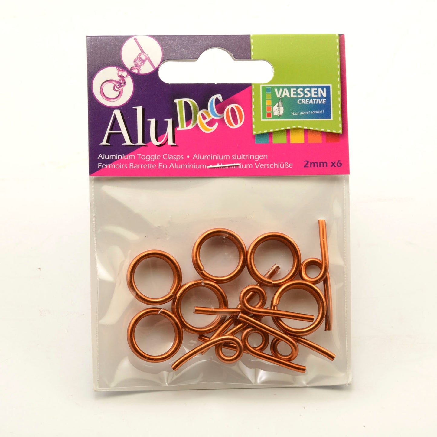Vaessen creative • alu deco toggle clasp 6pcs orange copper