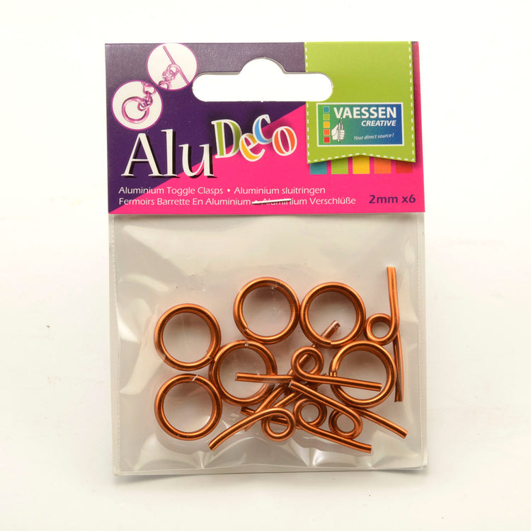 Vaessen creative • alu deco toggle clasp 6pcs orange copper