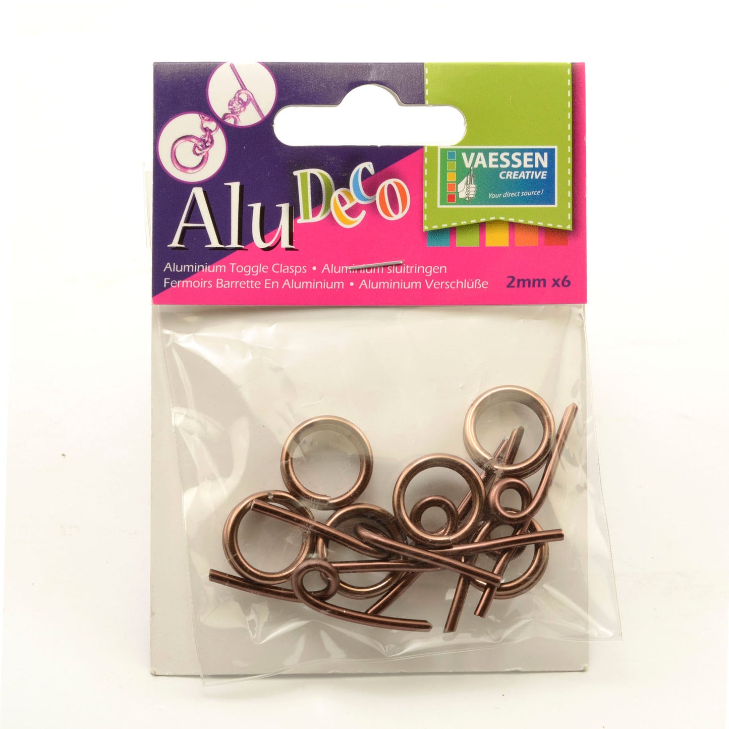 Vaessen creative • alu deco toggle clasp 6pcs chocolate