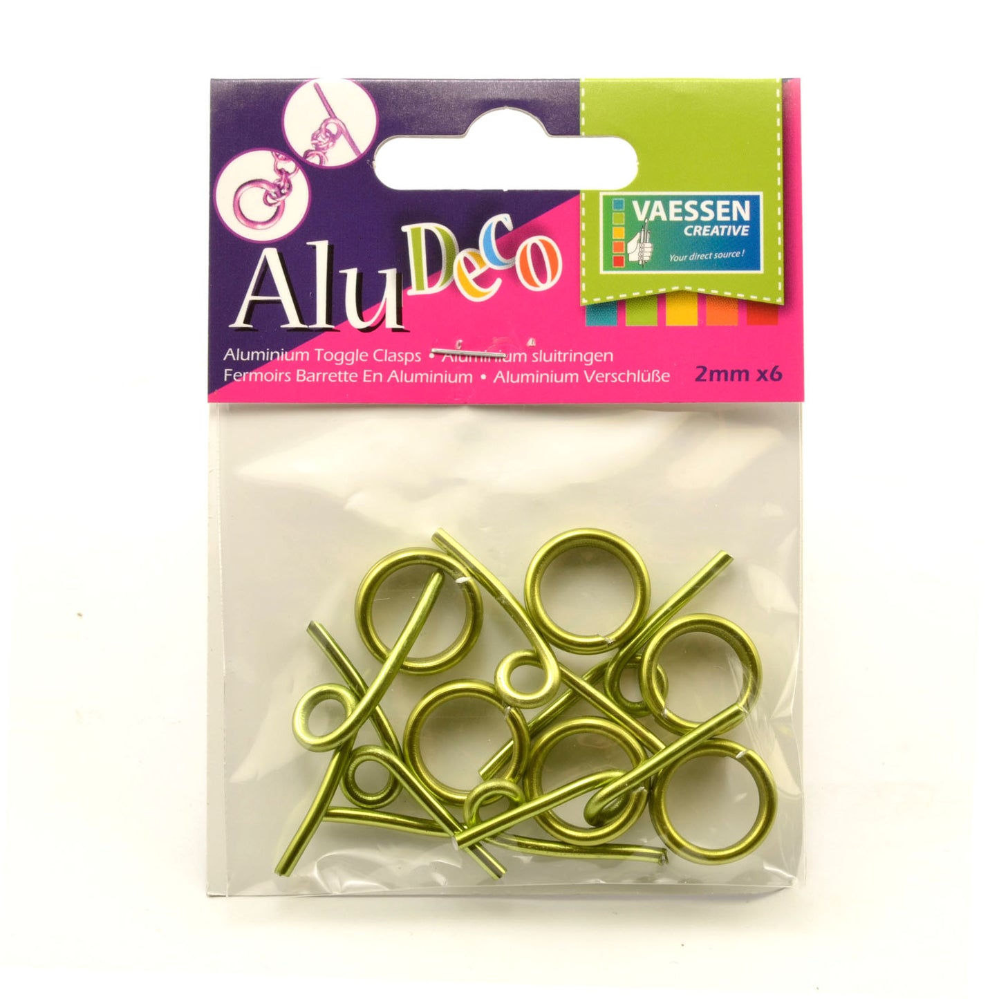 Vaessen creative • alu deco toggle clasp 6pcs apple green