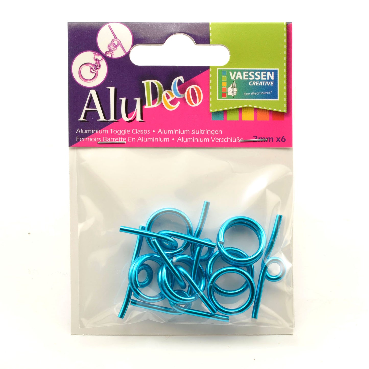 Vaessen creative • alu deco toggle clasp 6pcs turquoise