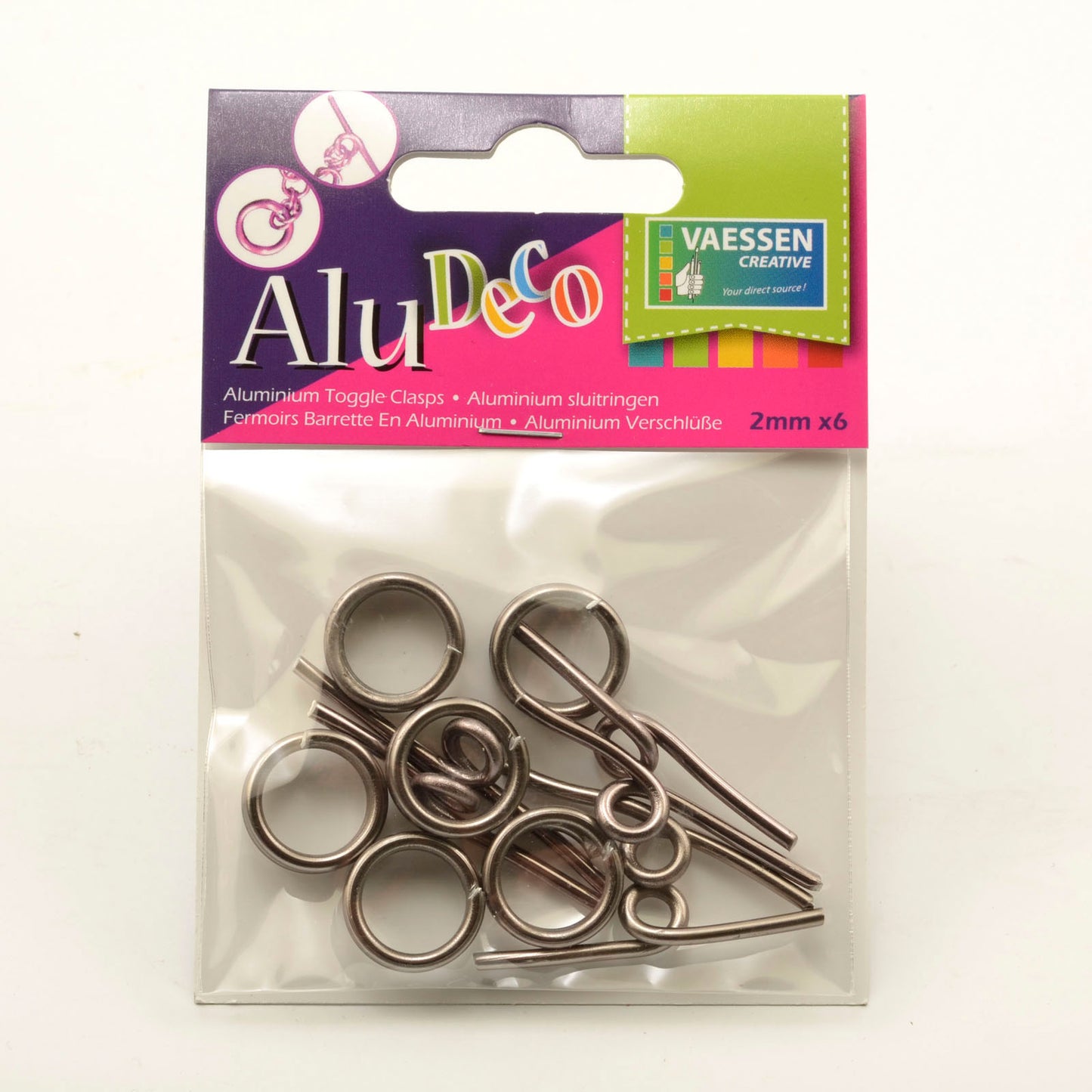 Vaessen creative • alu deco toggle clasp 6pcs anthracite