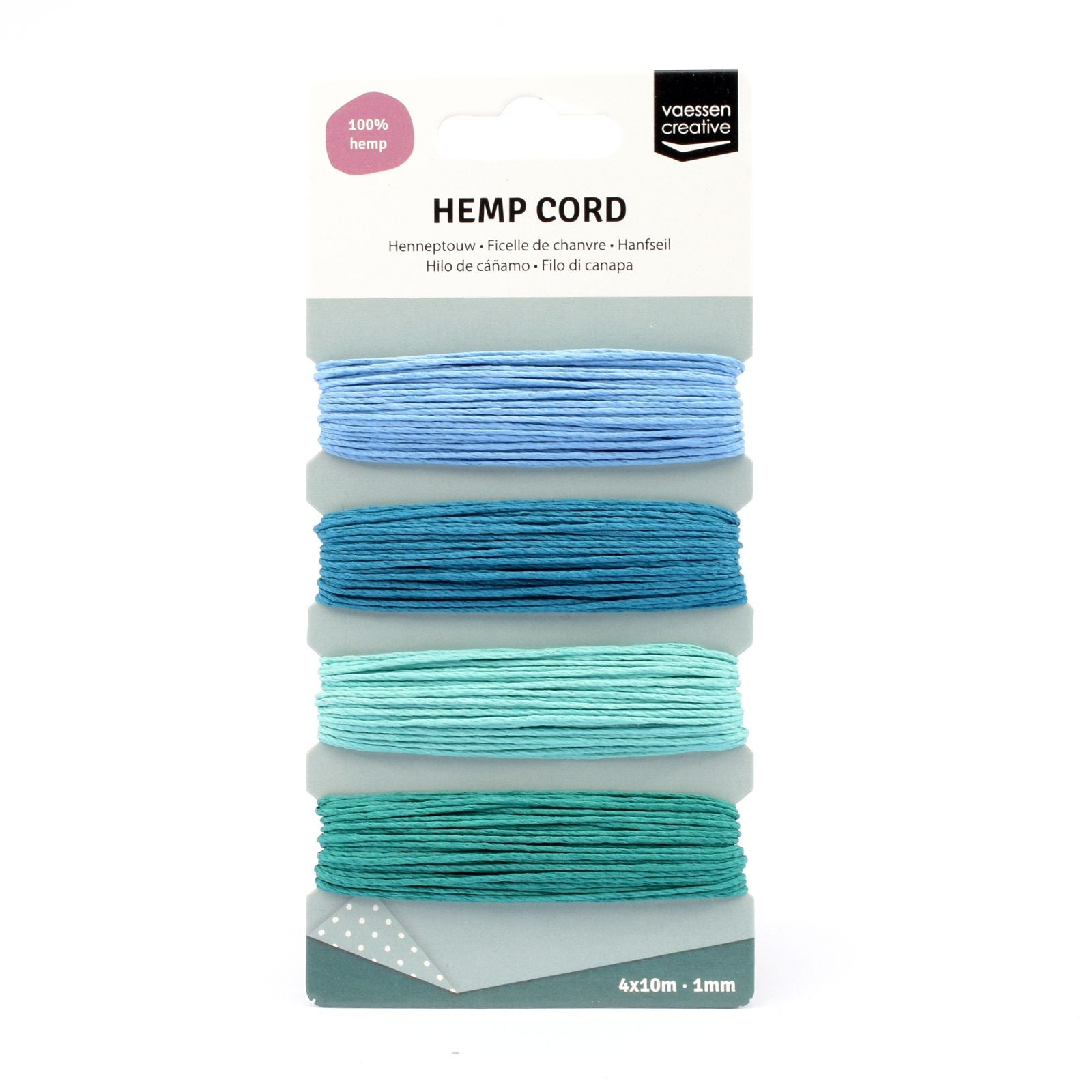 Vaessen creative • henneptouw assortiment 4x10m blauw groen