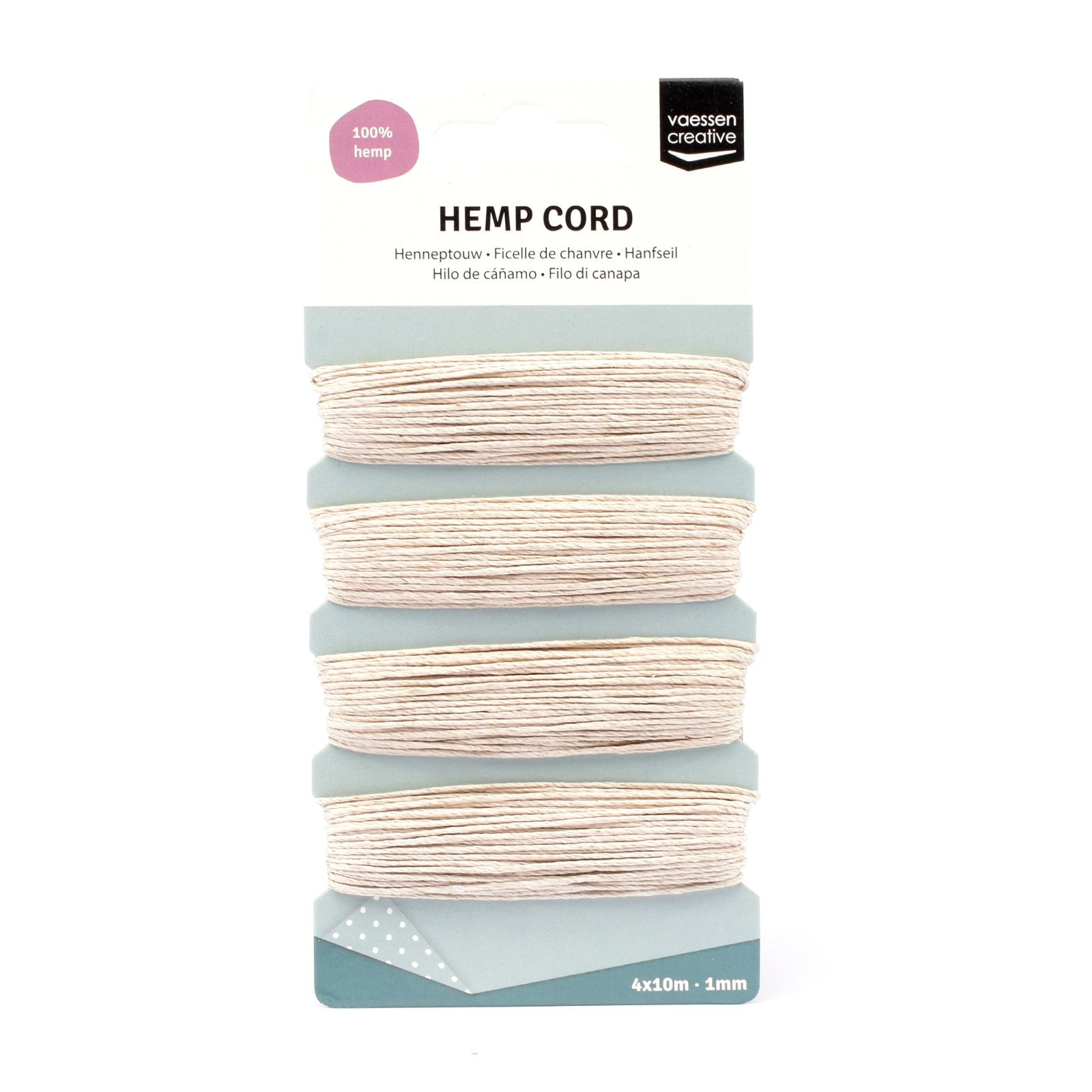 Vaessen creative • hemp koord assortiment 4x10m naturel