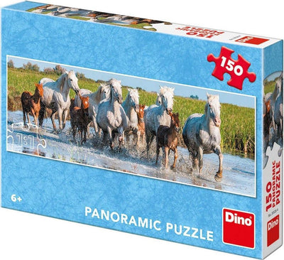 puzzel panorama van paarden in het water 150 stukjes