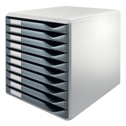 Ladenkastje leitz 5281 89 10 laden29,1x35,2x29,2cm grijs grijs