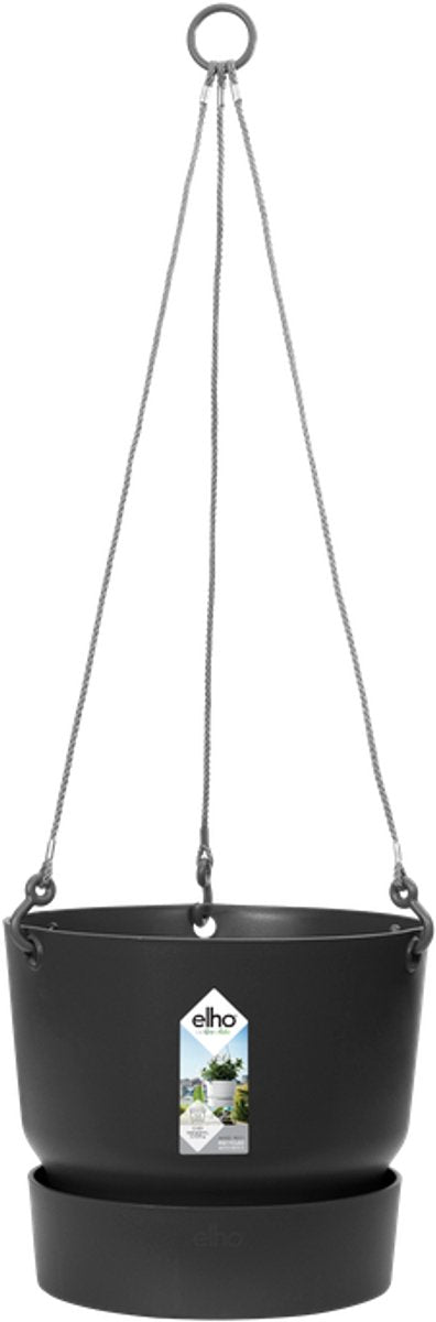 Elho greenville hangschaal 24 - hangpot voor buiten - 100% gerecycled plastic - ø 23.5 x h 20.5 cm - living black