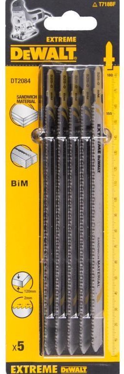 Dewalt dt2084-qz - bimetalen decoupeerzaagbladen - 180mm - t-schacht - laag materiaal