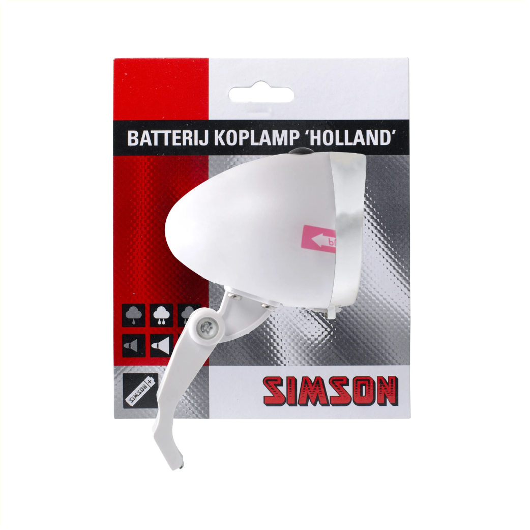 Simson Batterijkoplamp Holland Wit