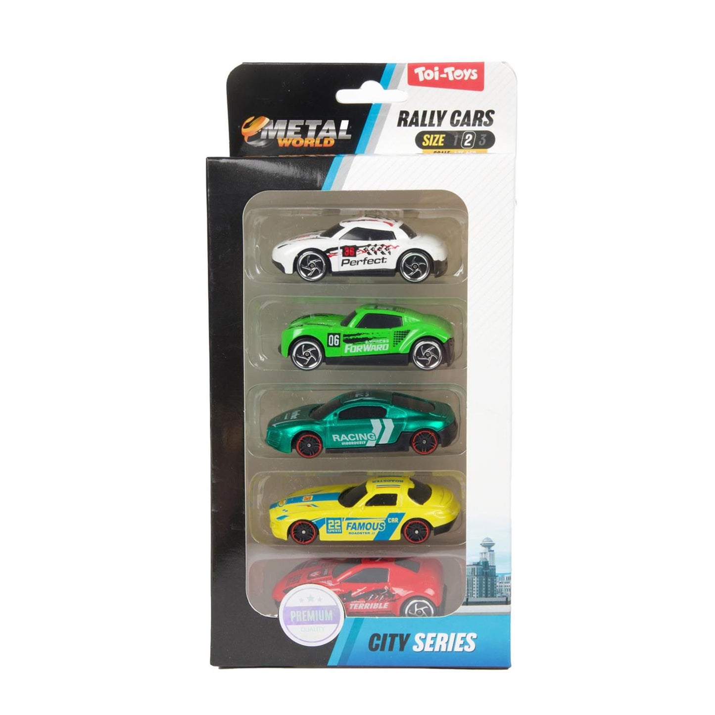 Toi-toys toi toys ralley auto's set a 5 metaal