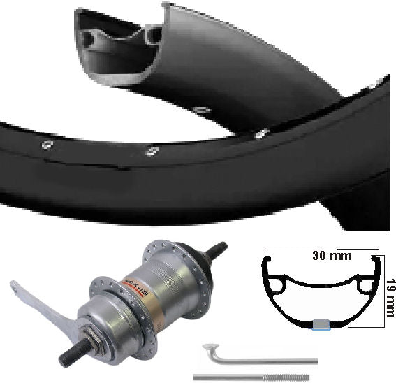 Kgs achterwiel 28 inch (622) velg zwart nexus 3 remnaaf