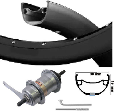 Kgs achterwiel 28 inch (622) velg zwart nexus 3 remnaaf