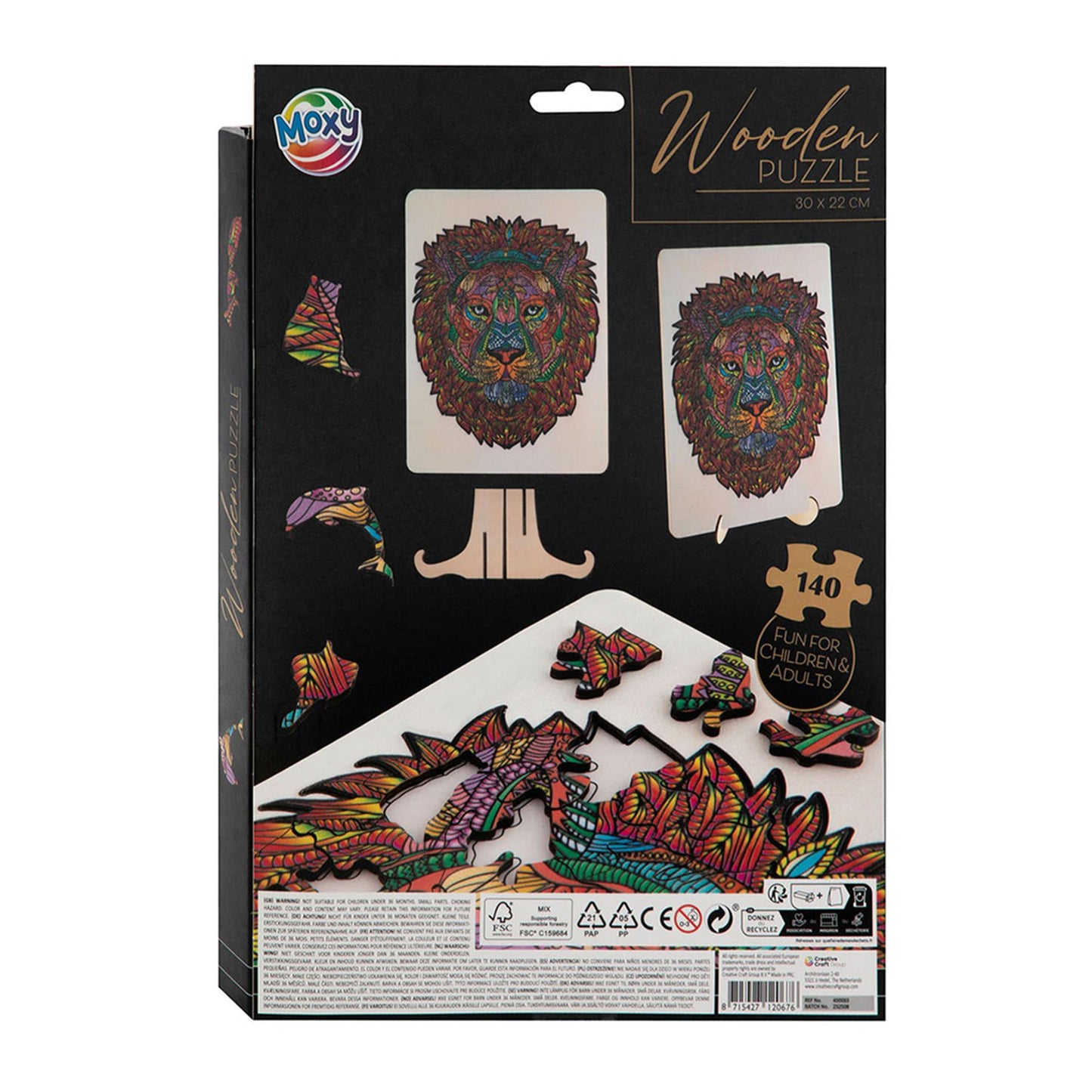 Moxy houten puzzel leeuw 140 stukjes 30x22cm