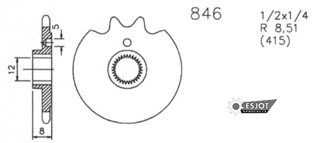 Esjot aandrijfrondsel 0846 sprocket 415 11z standard
