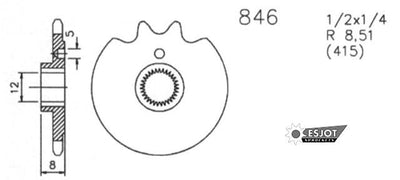 Esjot aandrijfrondsel 0846 sprocket 415 11z standard