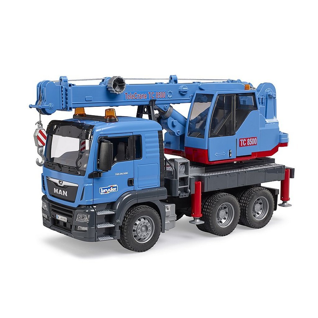 Bruder vrachtwagen man met kraan blauw