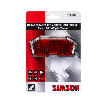 Simson batterij bagagedrager achterlicht tunnel 3 led auto