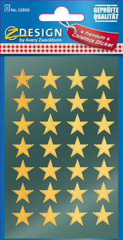 Avery av-52800 etiket z-design christmas pakje a 2 vel gouden sterren - afbeelding 1