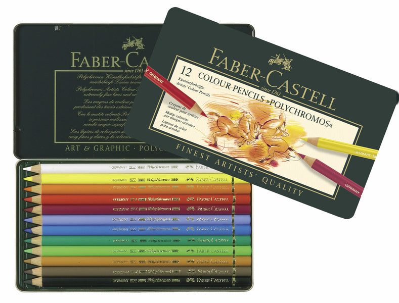 Faber-castell kleurpotloden - polychromos - blik 12 stuks - fc-110012