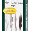 Faber castell fc-167101 tekenstift faber-castell pitt artist pen 4-delig etui donker sepia