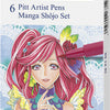 Faber castell fc-167155 tekenstift faber-castell pitt artist pen manga 6-delig etui shôjo
