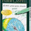 Faber castell fc-167163 tekenstift faber-castell pitt artist pen brush etui a 6 stuks pastel